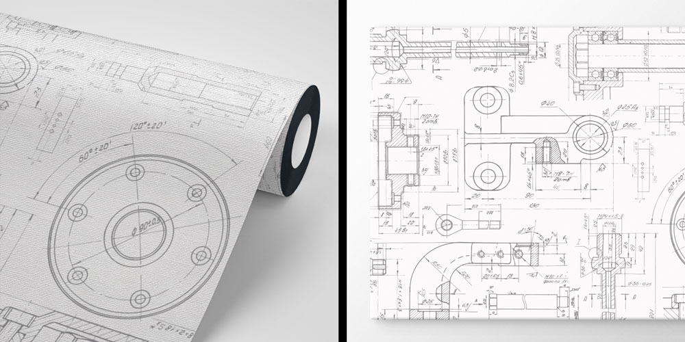 Mühendislik Çizimleri Desenli Duvar Kağıdı 5473