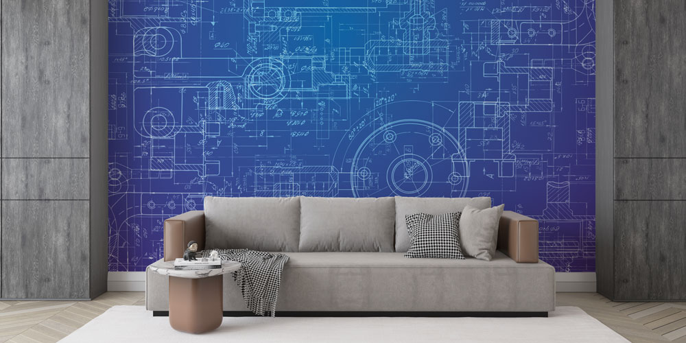 duvar-kagidi-5474-05 Mühendislik Çizimleri Tasarımlı Duvar Kağıdı 5474