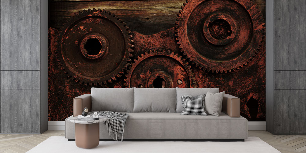 Endüstriyel Dişli Tasarımlı Duvar Kağıdı 5479