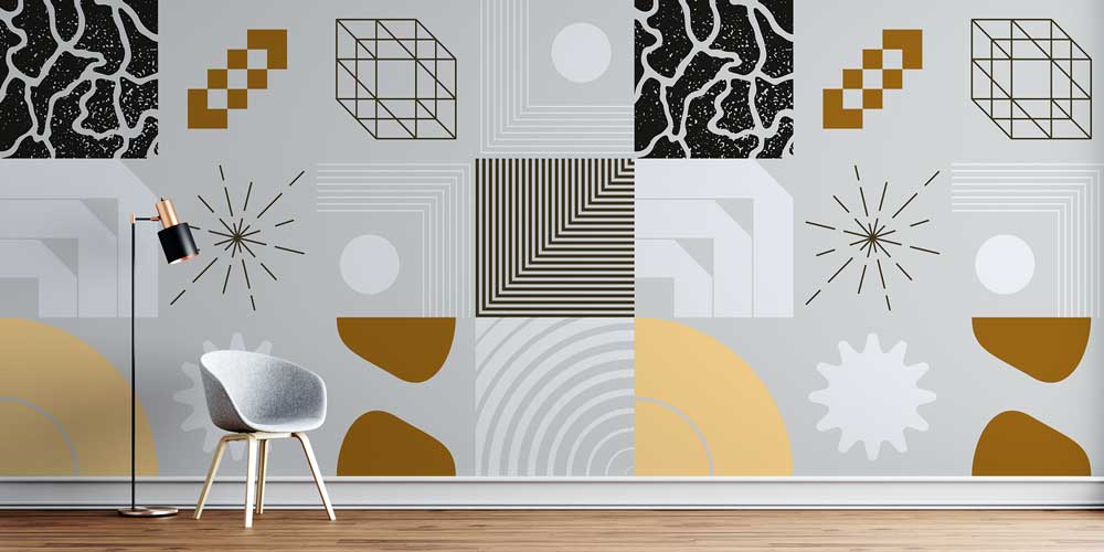 Geometrik Desenli Modern Duvar Kağıdı 5555
