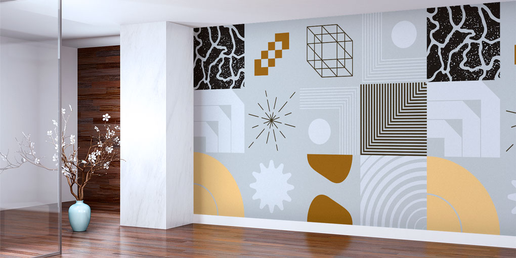 Geometrik Desenli Modern Duvar Kağıdı 5555