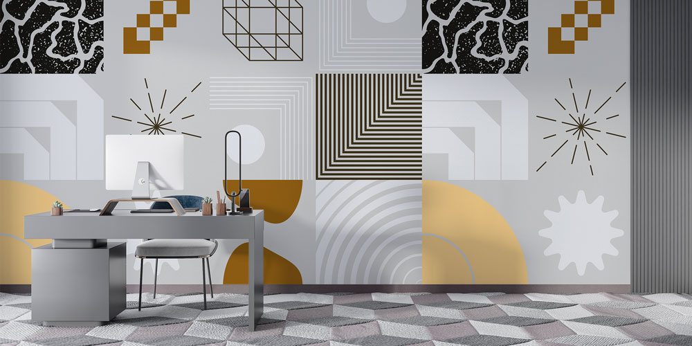 Geometrik Desenli Modern Duvar Kağıdı 5555