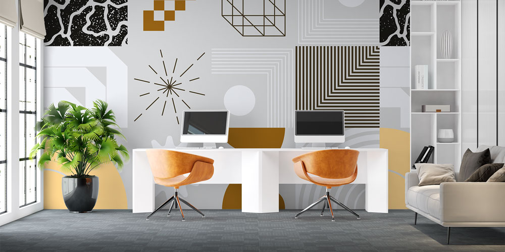 Geometrik Desenli Modern Duvar Kağıdı 5555