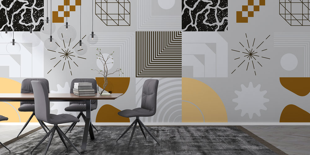 Geometrik Desenli Modern Duvar Kağıdı 5555