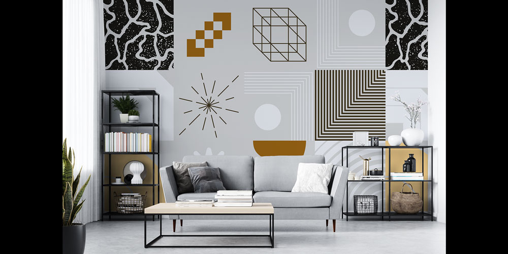 Geometrik Desenli Modern Duvar Kağıdı 5555