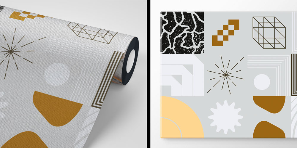 Geometrik Desenli Modern Duvar Kağıdı 5555