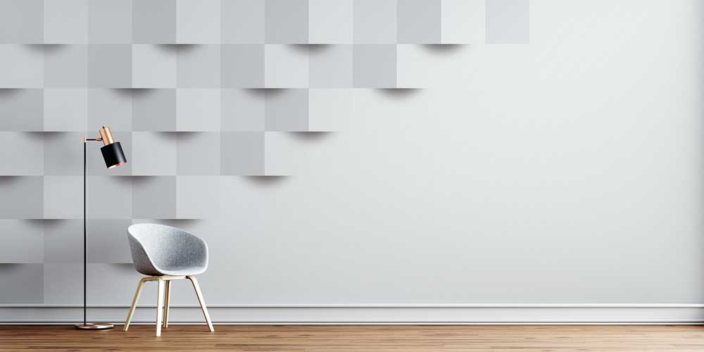 Minimal Gri Kare Desenli 3D Efektli Duvar Kağıdı 5564