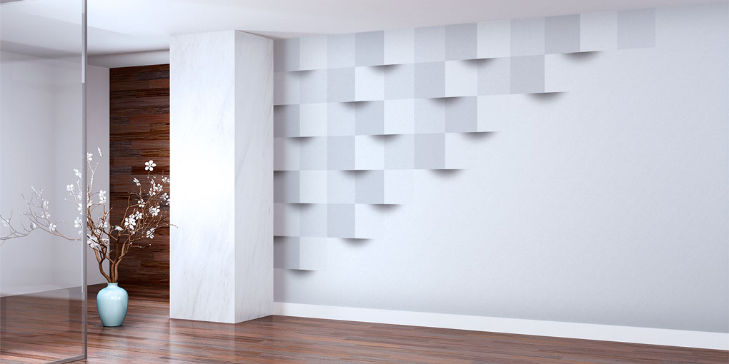 Minimal Gri Kare Desenli 3D Efektli Duvar Kağıdı 5564