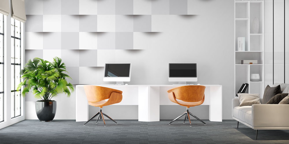 Minimal Gri Kare Desenli 3D Efektli Duvar Kağıdı 5564