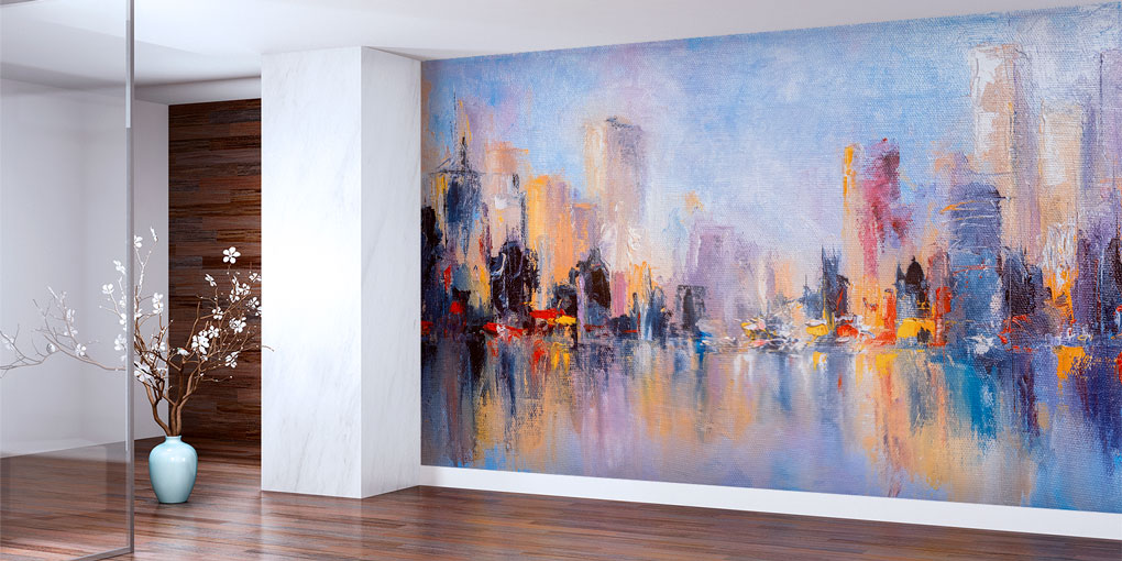 Soyut Şehir Manzaralı Sanatsal Duvar Kağıdı 5570