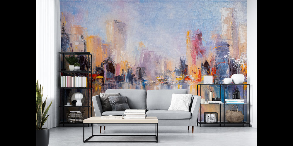 Soyut Şehir Manzaralı Sanatsal Duvar Kağıdı 5570