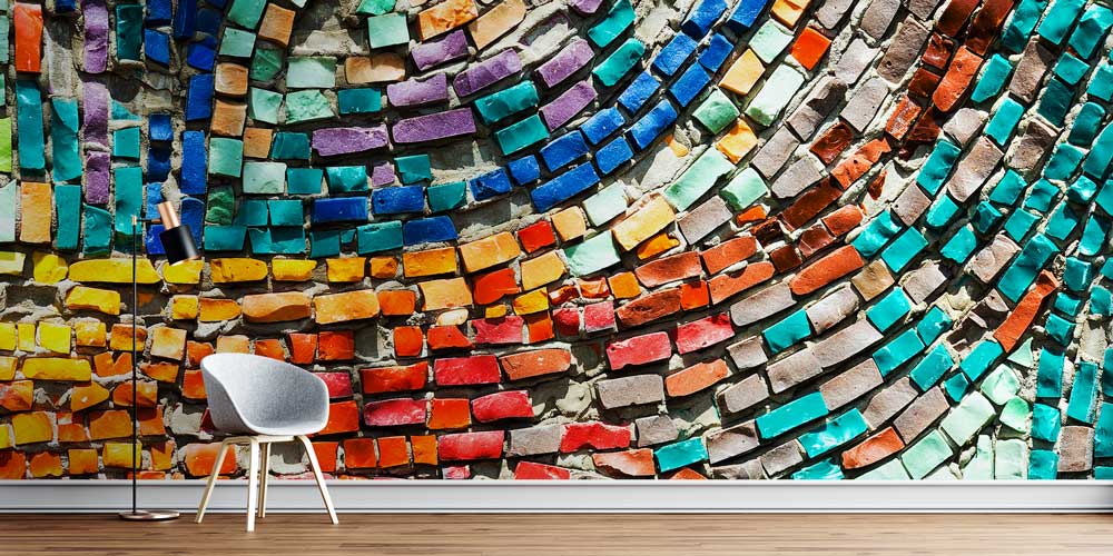 Renkli Mozaik Desenli Duvar Kağıdı 5581