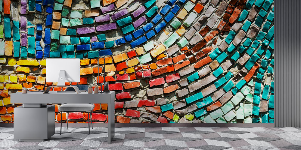 Renkli Mozaik Desenli Duvar Kağıdı 5581