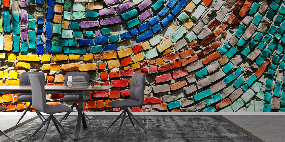 Renkli Mozaik Desenli Duvar Kağıdı 5581