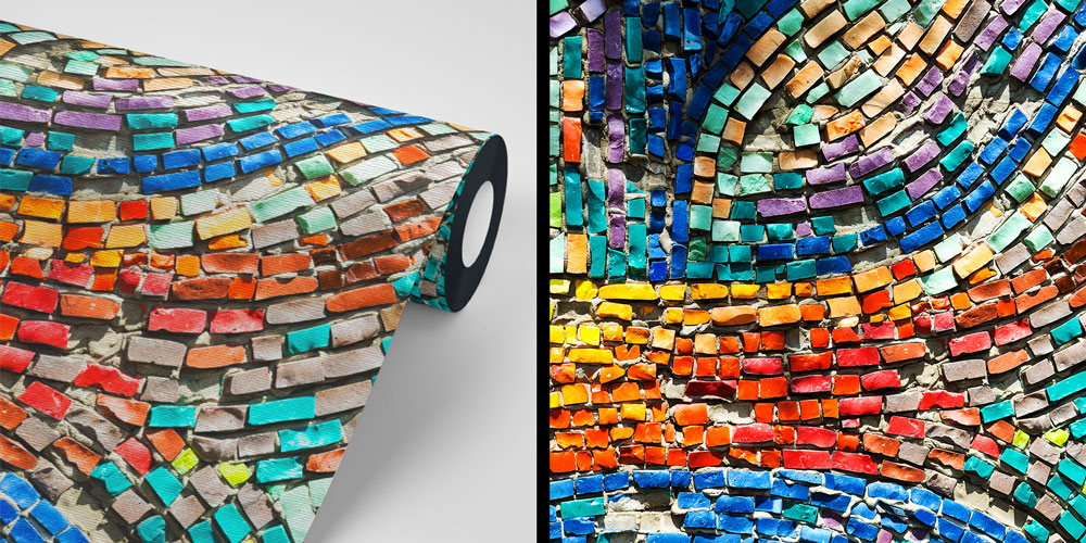 Renkli Mozaik Desenli Duvar Kağıdı 5581