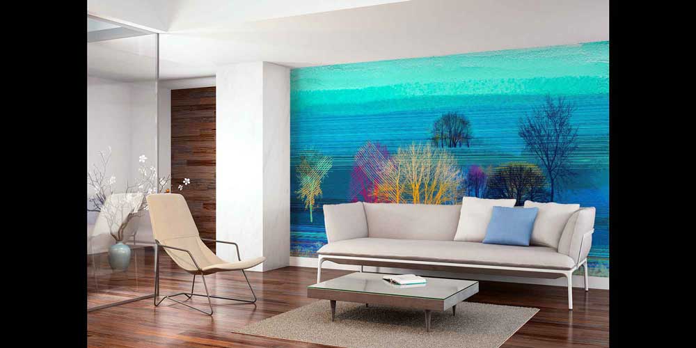 Renkli Ağaçlar Dijital Manzara Duvar Kağıdı 4417