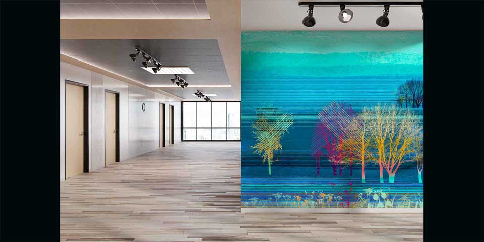 Renkli Ağaçlar Dijital Manzara Duvar Kağıdı 4417