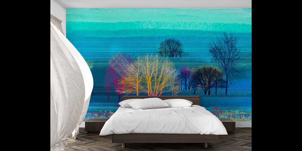 Renkli Ağaçlar Dijital Manzara Duvar Kağıdı 4417