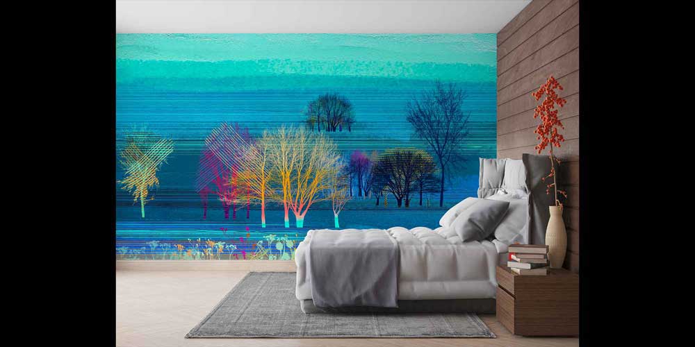 Renkli Ağaçlar Dijital Manzara Duvar Kağıdı 4417