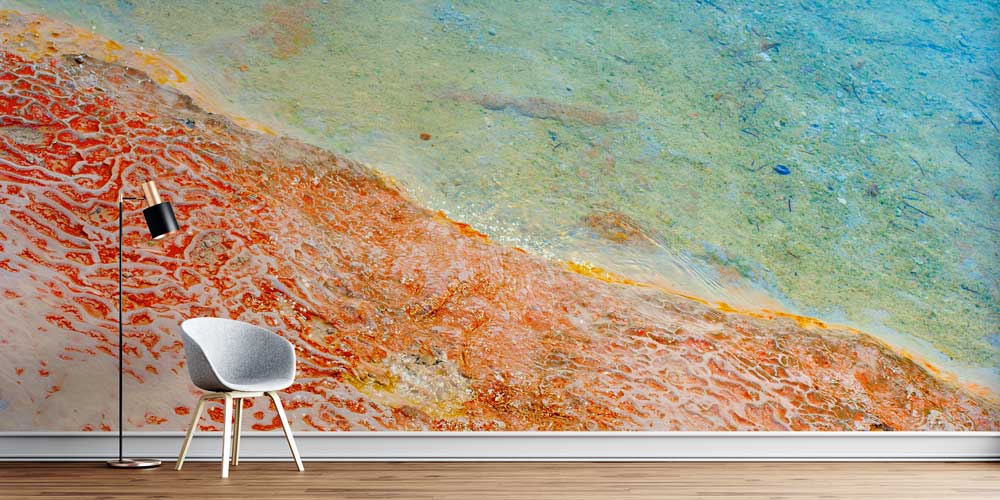 Turkuaz ve Turuncu Soyut Doku Duvar Kağıdı 4418