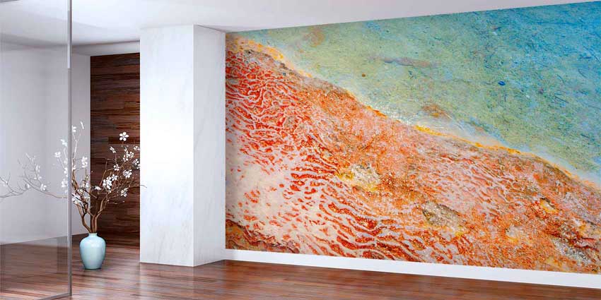 Turkuaz ve Turuncu Soyut Doku Duvar Kağıdı 4418