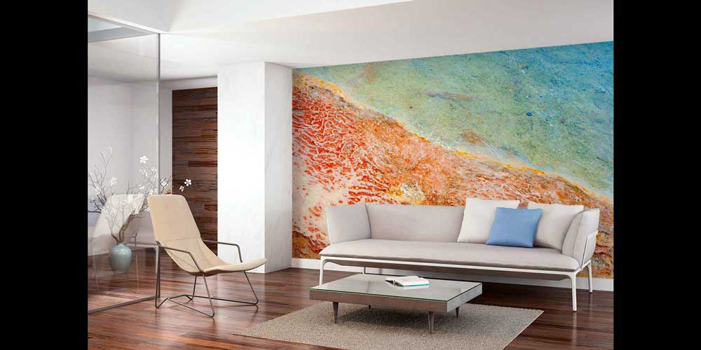 Turkuaz ve Turuncu Soyut Doku Duvar Kağıdı 4418