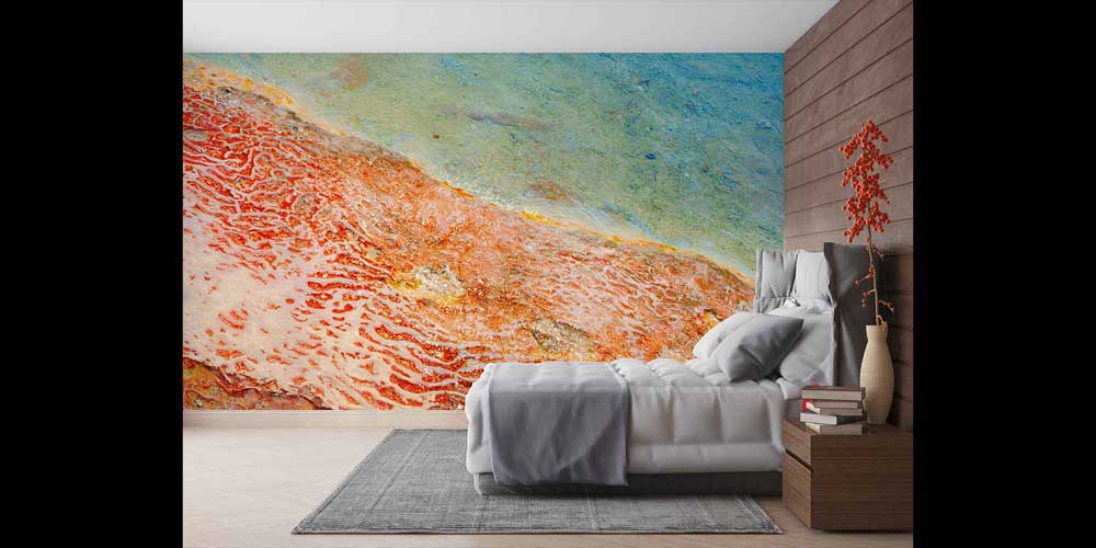 Turkuaz ve Turuncu Soyut Doku Duvar Kağıdı 4418