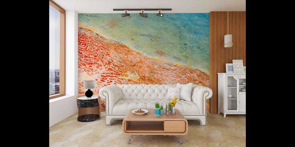 Turkuaz ve Turuncu Soyut Doku Duvar Kağıdı 4418