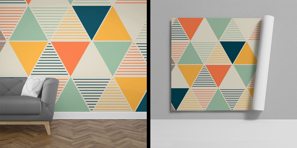 Renkli Üçgen Geometrik Desen Sanatı Duvar Kaplaması 4164