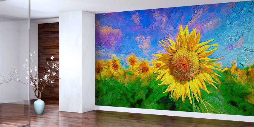 Büyük Ayçiçeği Tarlası Sanatsal Manzara Duvar Kağıdı 4703
