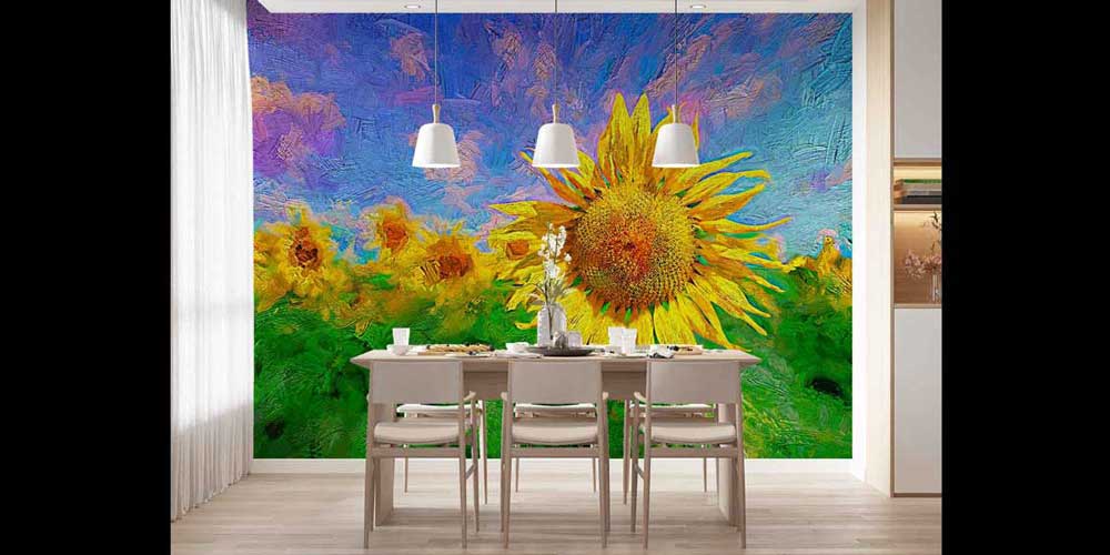 Büyük Ayçiçeği Tarlası Sanatsal Manzara Duvar Kağıdı 4703