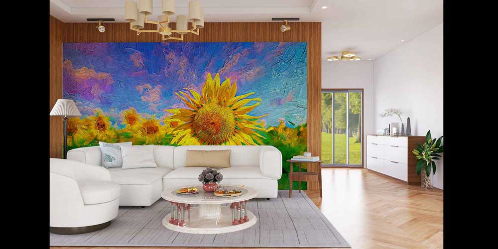 Büyük Ayçiçeği Tarlası Sanatsal Manzara Duvar Kağıdı 4703
