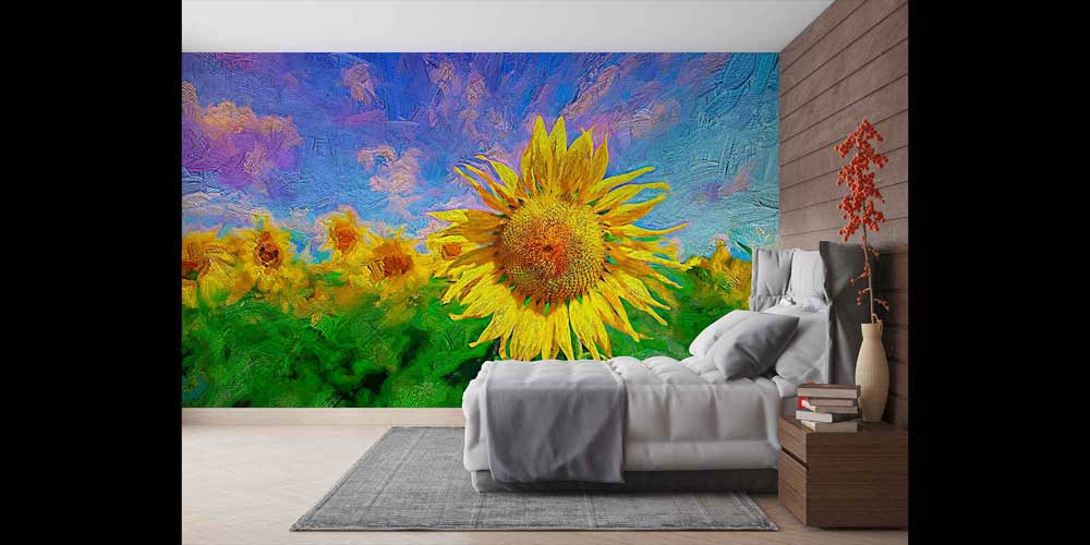 Büyük Ayçiçeği Tarlası Sanatsal Manzara Duvar Kağıdı 4703