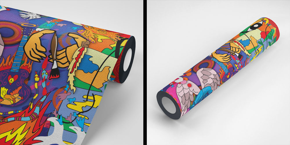 Müzik ve Melek Temalı Renkli Grafiti Duvar Kağıdı 5007