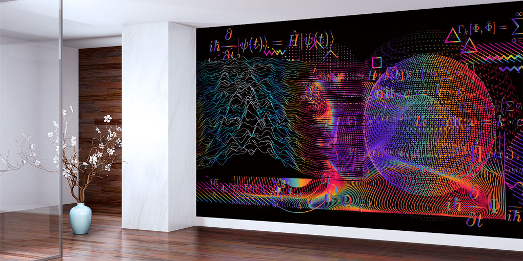 Kuantum Veri Akışı ve Dijital Yüz Temalı Futuristik Duvar Kağıdı 5403