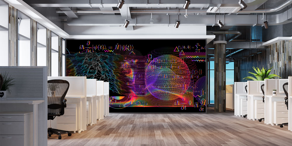 Kuantum Veri Akışı ve Dijital Yüz Temalı Futuristik Duvar Kağıdı 5403