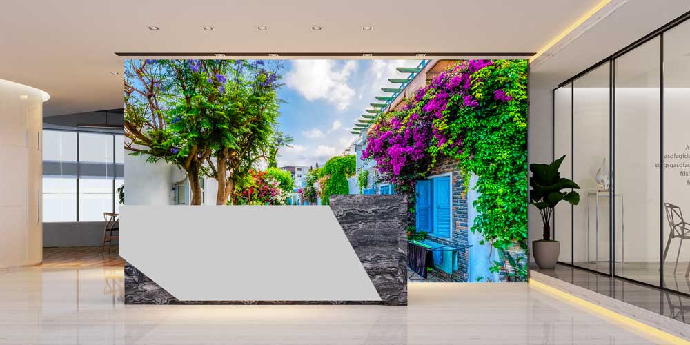 duvar-kagidi-dekorasyonu-11513-03 Çiçekli Akdeniz Sokağı Manzaralı Duvar Kağıdı 11513