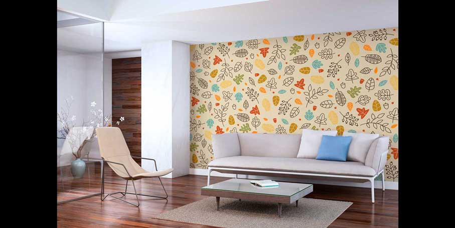 Stilize Yaprak Desenli Botanik Duvar Kağıdı 4240