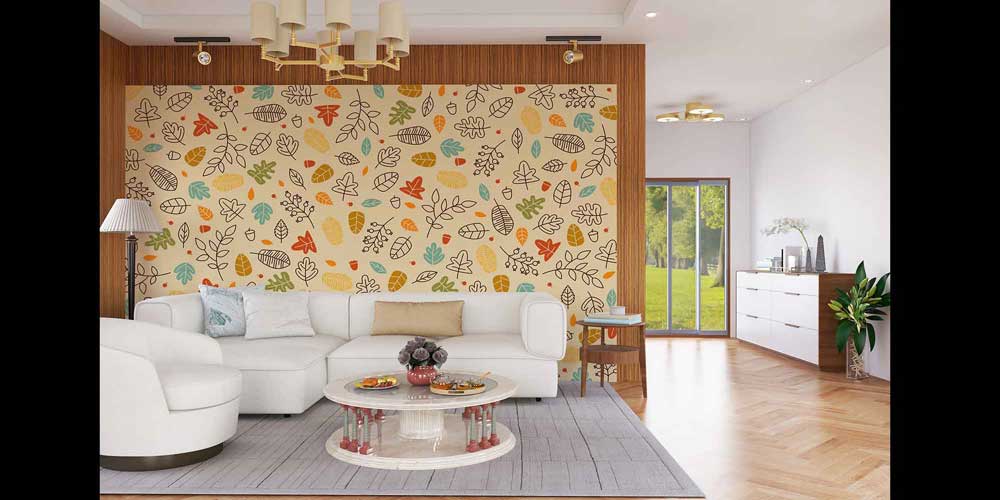 Stilize Yaprak Desenli Botanik Duvar Kağıdı 4240