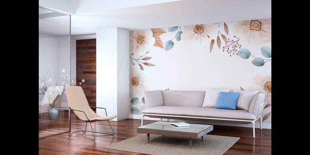 Doğal Çiçek ve Yaprak Desenli Zarif Duvar Kağıdı 4253