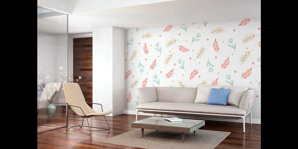 Pastel Yaprak Desenli Modern Botanik Duvar Kağıdı 4274