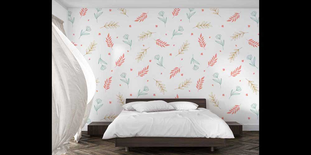Pastel Yaprak Desenli Modern Botanik Duvar Kağıdı 4274