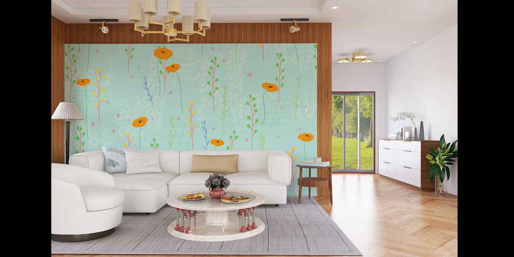 Pastel Çiçek Desenli Modern Botanik Duvar Kağıdı 4243