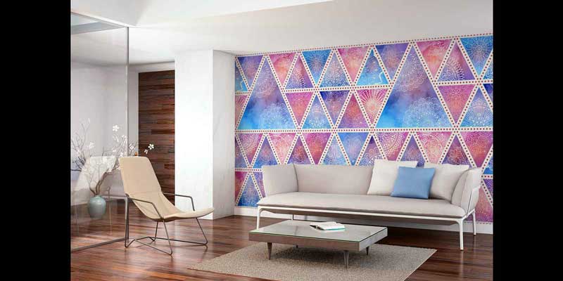 Geometrik Mandala Desenli Renkli Duvar Kağıdı 4248