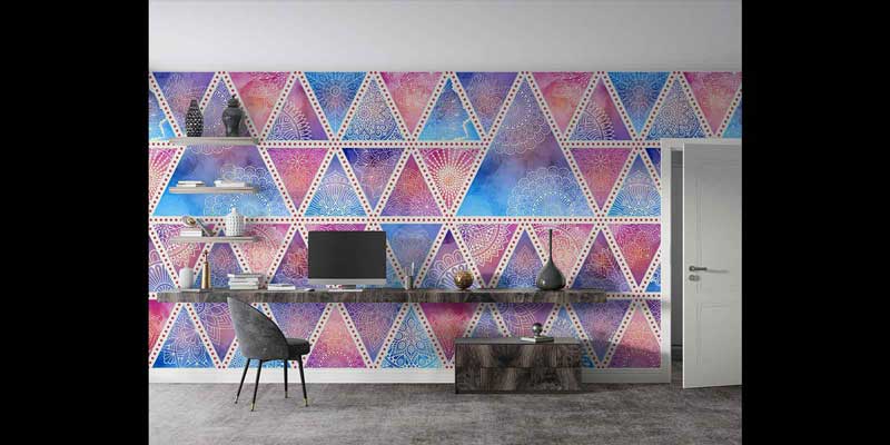 Geometrik Mandala Desenli Renkli Duvar Kağıdı 4248