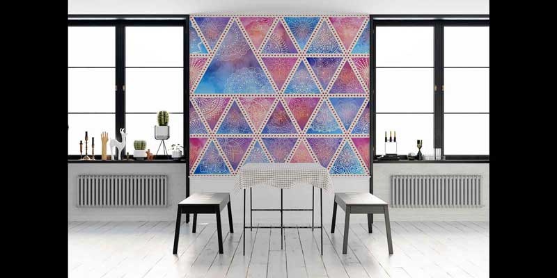 Geometrik Mandala Desenli Renkli Duvar Kağıdı 4248