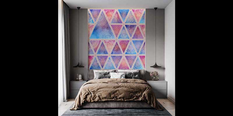 Geometrik Mandala Desenli Renkli Duvar Kağıdı 4248