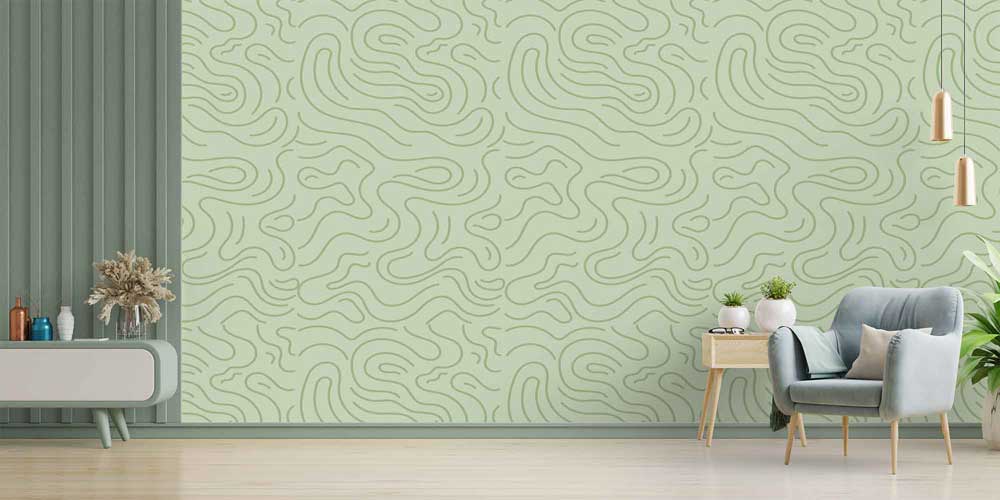 Organik Çizgili Minimal Desen Sanatı Duvar Kaplaması 4161