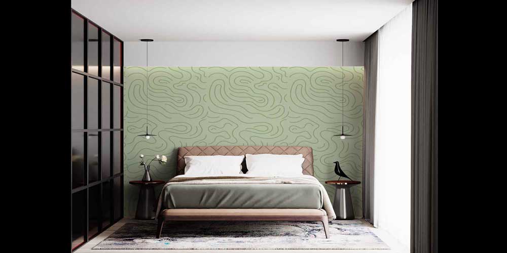 Organik Çizgili Minimal Desen Sanatı Duvar Kaplaması 4161