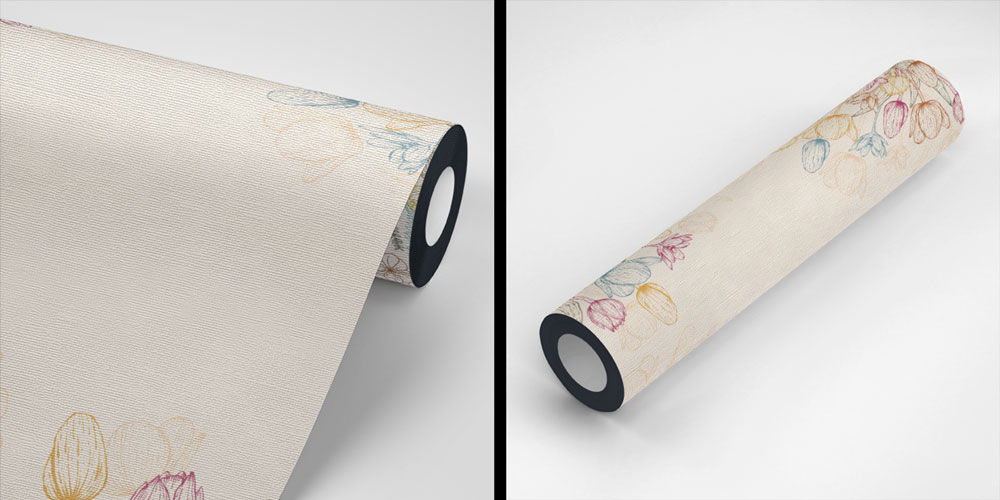 Çizgisel Çiçek İllüstrasyonlu Minimal Botanik Duvar Kağıdı 4245